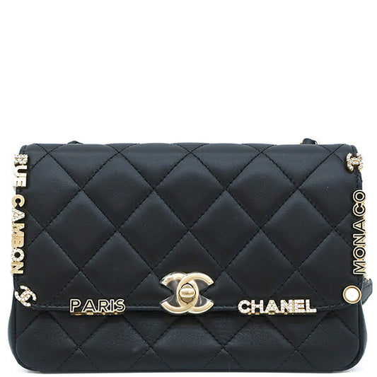 Chanel Lambskin Mini Flap Shoulder Bag Black
