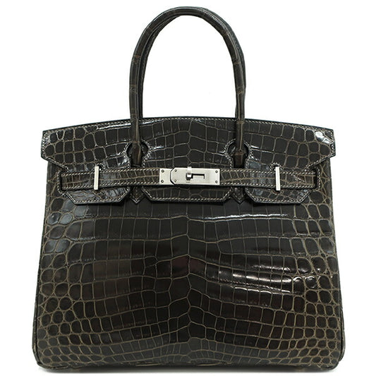 Hermes Birkin 30 Handbag Graphite Crocodile