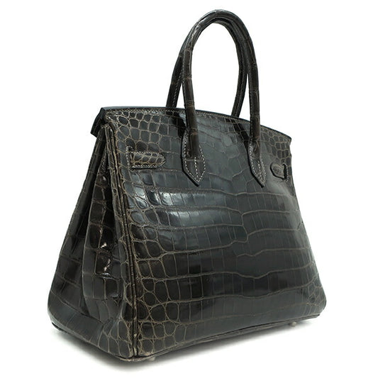 Hermes Birkin 30 Handbag Graphite Crocodile
