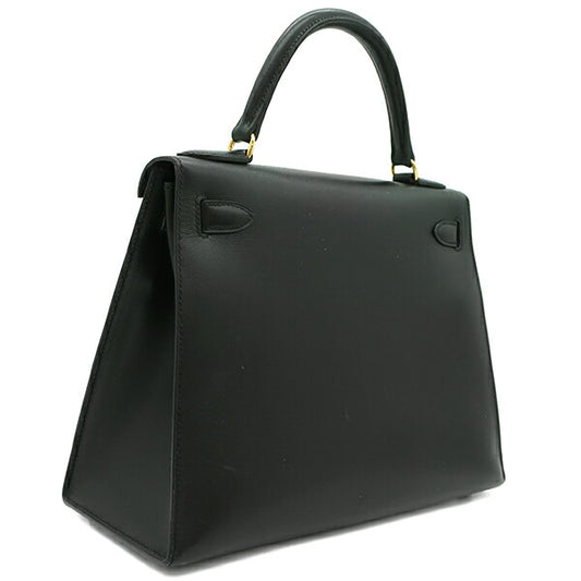 Hermes Kelly 28 Box Calf 2-Way Bag Black