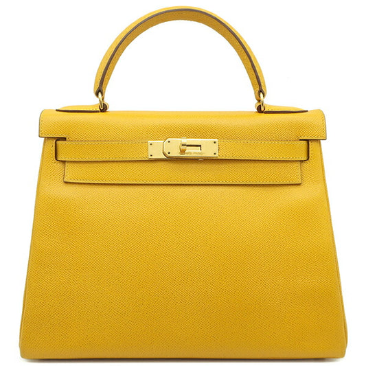 Hermes Kelly 28 Yellow 2-Way Bag