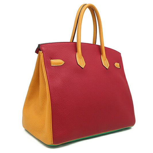 Hermes Birkin 35 Tricolor Handbag Green Red Yellow