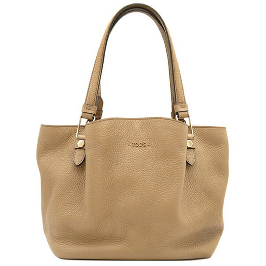 Tod's Leather Tote Flower Bag Beige