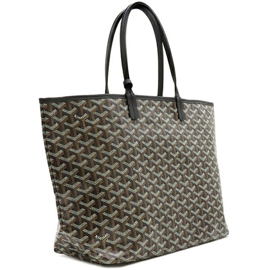Goyard Saint Louis PM Tote Bag, Goyardine Canvas, Chevroches Calfskin, Black
