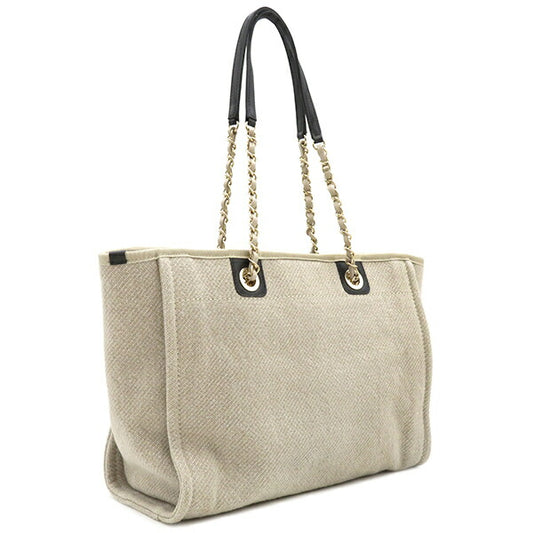 Chanel Canvas Leather Tote Bag Deauville