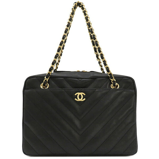 Chanel Leather Chevron Chain Shoulder Bag