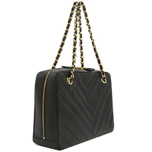 Chanel Leather Chevron Chain Shoulder Bag