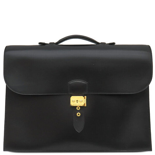 Hermes Box Calf Sac a Depeche Briefcase Black