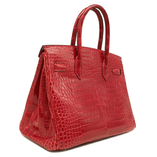 Hermes Birkin 30 Crocodile Handbag Red