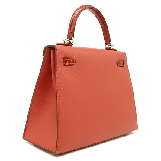 Hermes Kelly Touch 25 Red Croc 2-Way Bag