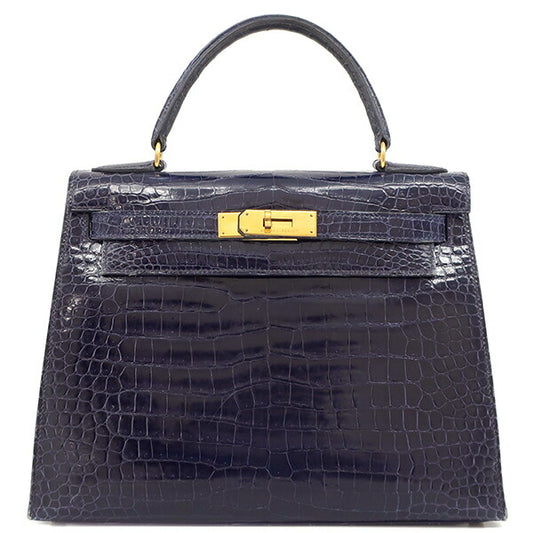 Hermes Kelly 28 Porosus Crocodile 2-Way Bag