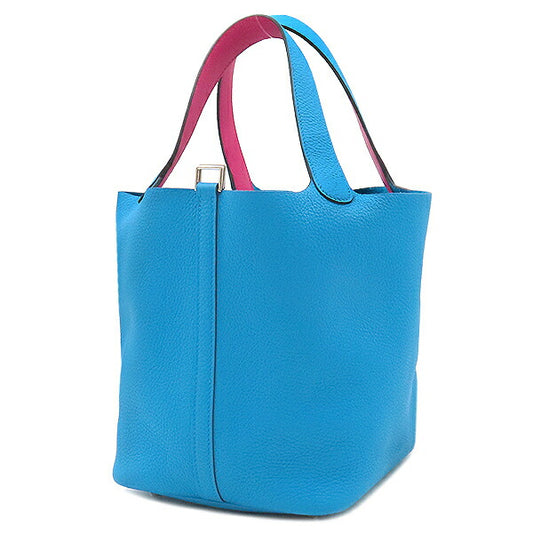 Hermes Picotin Lock MM Eclat Handbag Blue Pink