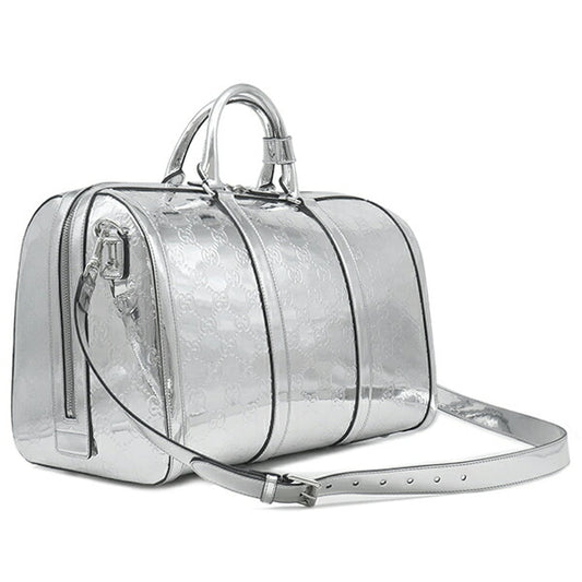 Gucci GG Embossed Medium Duffle Bag Silver