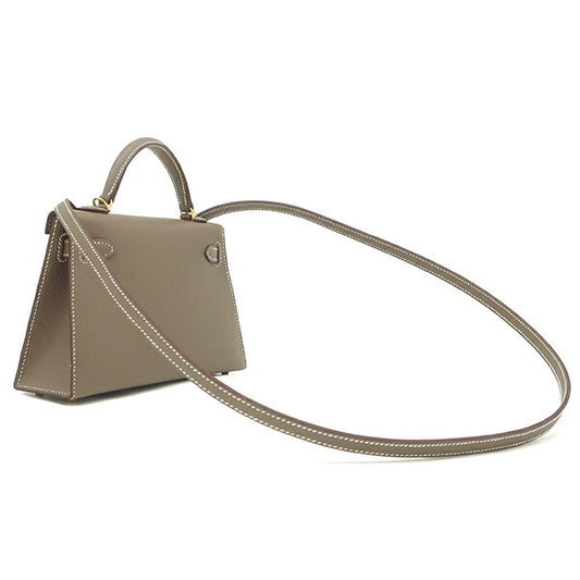 Hermes Mini Kelly 2-Way Bag, Epsom, Etoupe, Gold Hardware