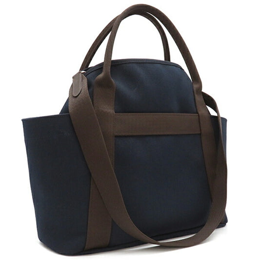 Hermes 2WAY Bag Sac de Pansage Groom Cotton Polyurethane Polyamide Navy Orange