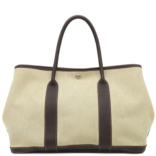 Hermes Garden Party PM Tote Bag Toile Ash Leather