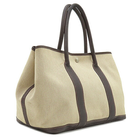 Hermes Garden Party PM Tote Bag Toile Ash Leather