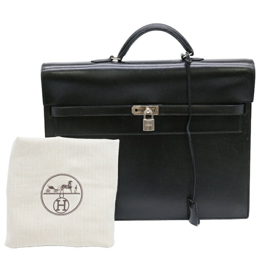 Hermes Kelly Depeche 38 Briefcase Black Leather