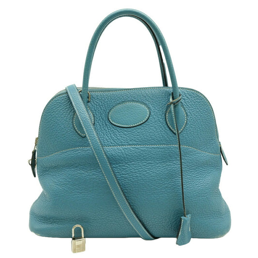 Hermes Bolide 31 Leather Handbag Blue Jean
