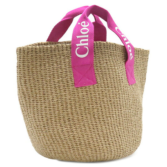 Chloe Handbag Basket Bag Brown Pink