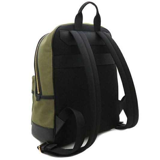 Bally Canvas Calf Backpack TRECK Khaki Black