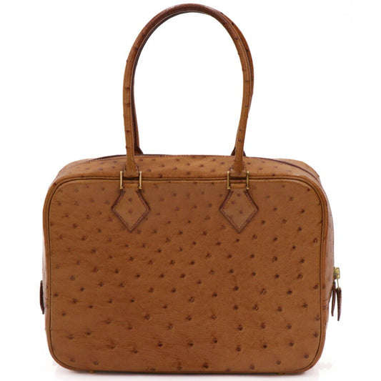 Hermes Plume 28 Ostrich Handbag Brown