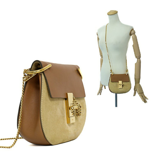 Chloe Drew Leather Suede Chain Crossbody Bag
