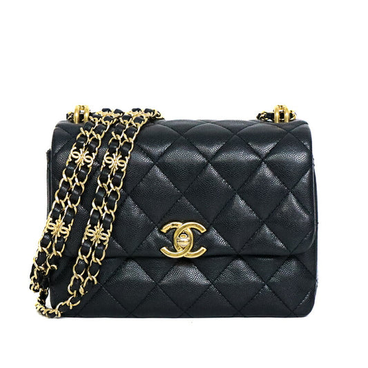 Chanel Matelasse Mini Flap Chain Shoulder Bag Black