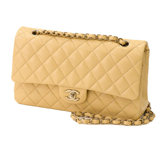Chanel Caviar Skin Chain Shoulder Bag Beige