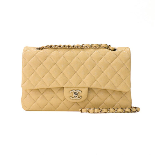 Chanel Caviar Skin Chain Shoulder Bag Beige
