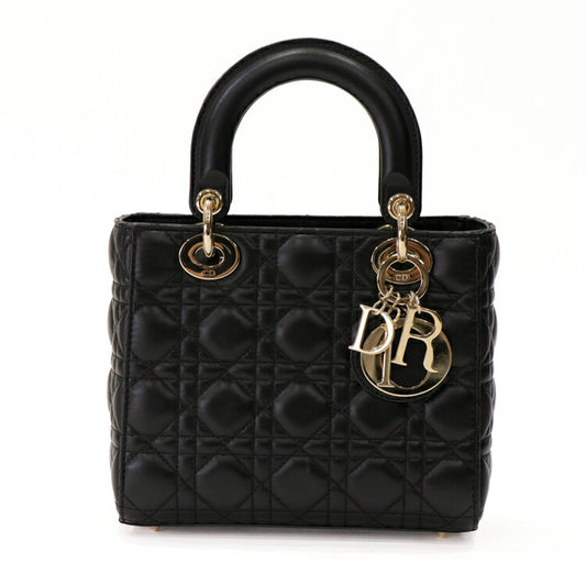 Christian Dior Lady Dior Mini Black Leather Handbag