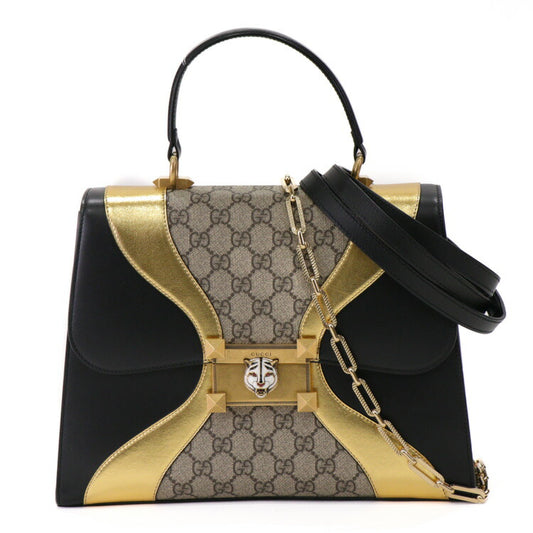 Gucci GG Supreme Cat Head Leather Handbag