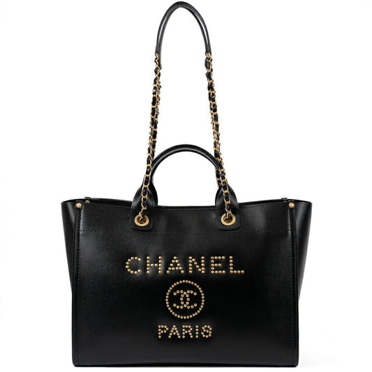 Chanel Caviar Skin Studded Chain Tote Bag