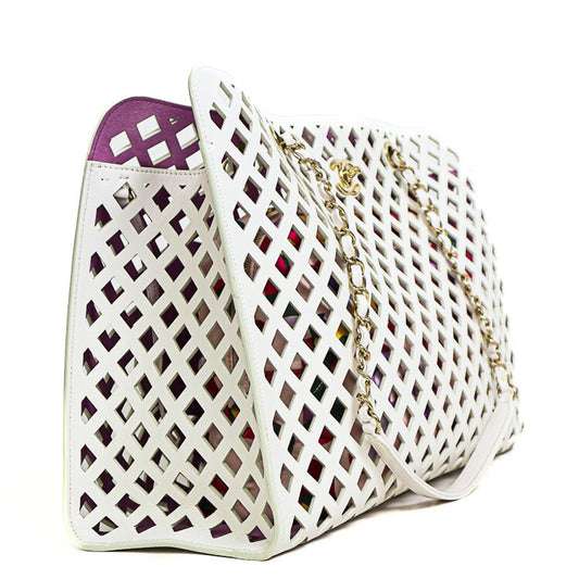 Chanel Leather Coco Mark Mesh Tote Bag