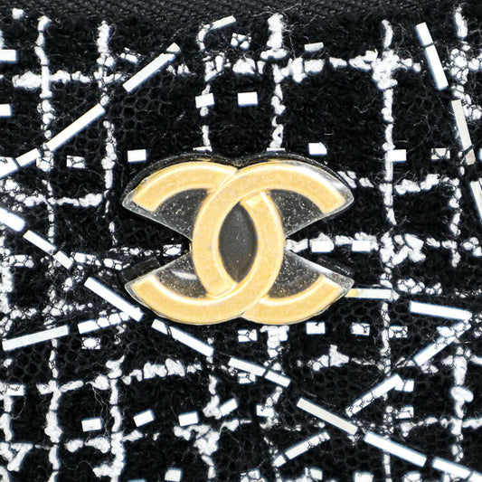 Chanel Tweed One Shoulder Bag Black