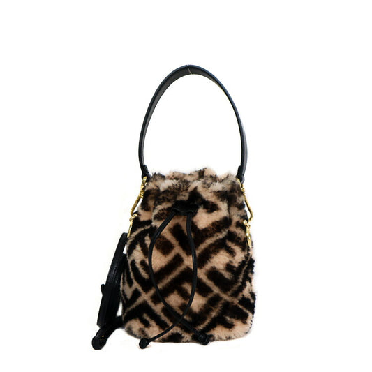 Fendi Mini Montresor Shearling Bucket Bag