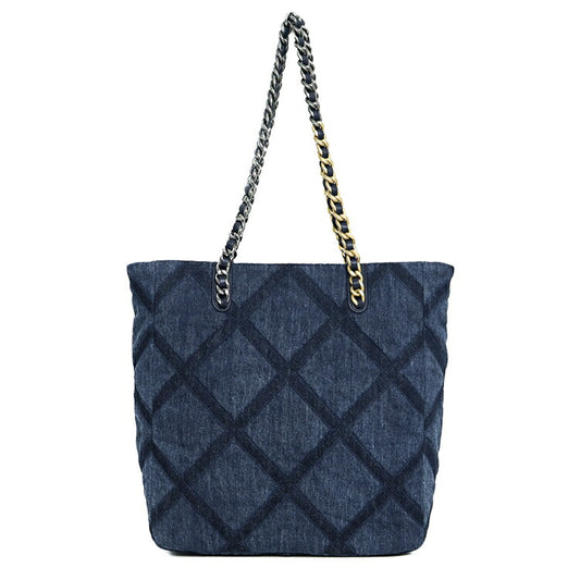 Chanel Denim Leather 19 Matelassé Tote Bag
