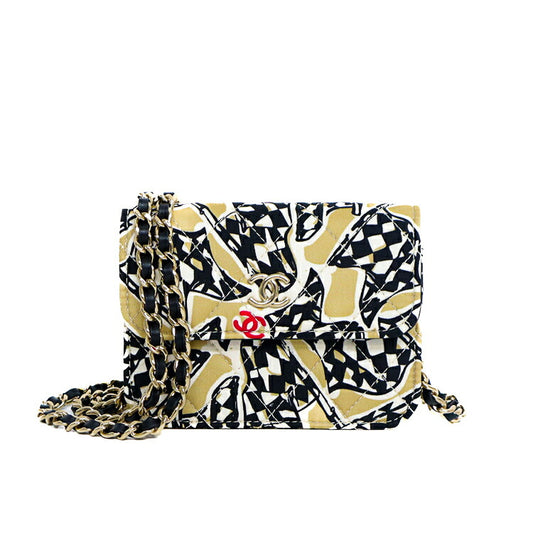 Chanel Matelasse Mini Canvas Leather Chain Shoulder Bag