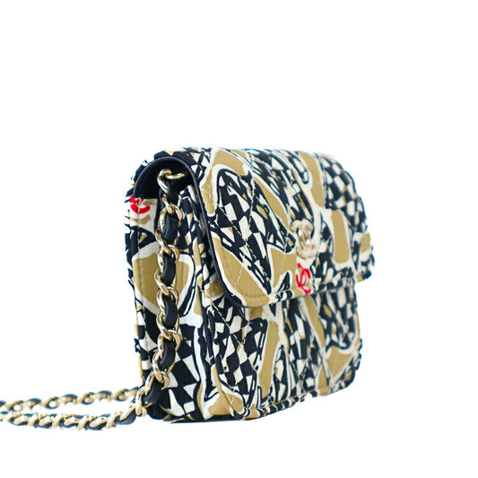 Chanel Matelasse Mini Canvas Leather Chain Shoulder Bag