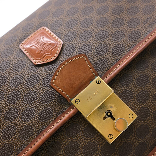 Celine Vintage Macadam PVC Clutch Bag Brown