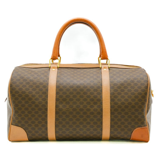 Celine Vintage Macadam Boston Bag PVC Leather Brown