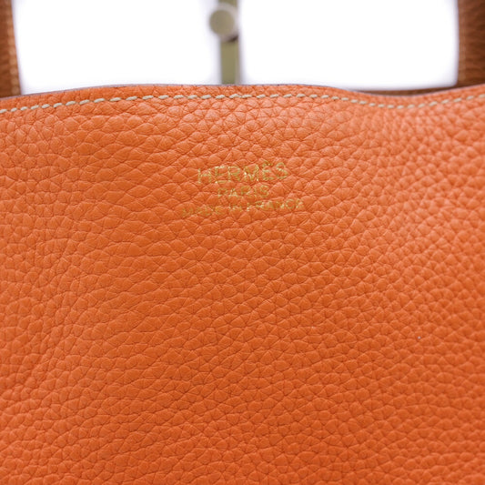 Hermes Double Sens 36 Tote Bag Gold Brown Orange