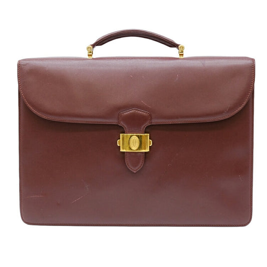 Cartier Leather Business Briefcase Bordeaux