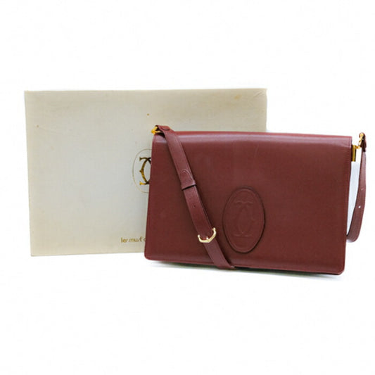 Cartier Leather Shoulder Bag Bordeaux