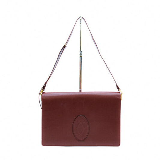 Cartier Leather Shoulder Bag Bordeaux