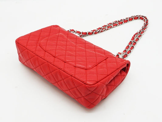 Chanel Caviar Skin Matelasse 25 W Flap Chain Shoulder Bag Red