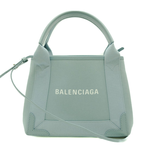 Balenciaga Navy Cabas XS Tote Bag Light Blue