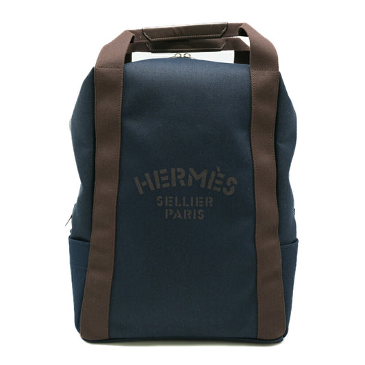 Hermes Canvas Backpack Navy Orange