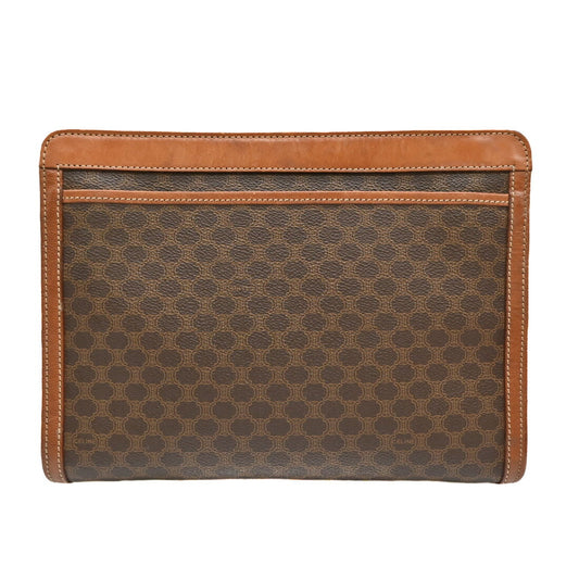 Celine Vintage Macadam PVC Clutch Bag Brown