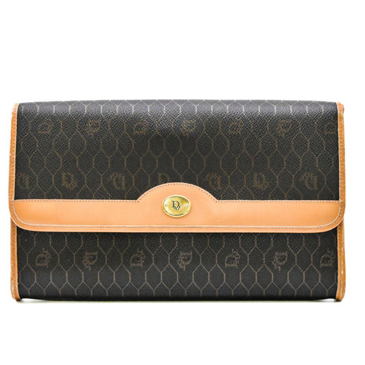 Dior Chain Shoulder Bag Dark Brown PVC